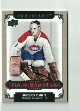 Jacques Plante 2018 - 19 Upper Deck Chronology Time Capsules Rip Card Canadiens