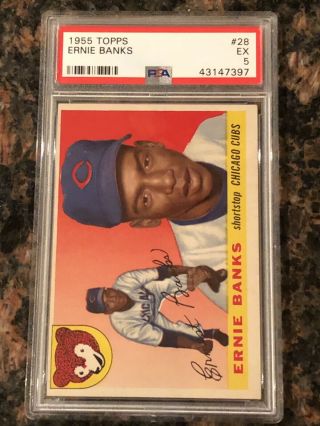 1955 Topps Ernie Banks Chicago Cubs 28 Baseball Card Psa 5