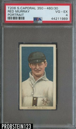 T206 Red Murray Portrait Sweet Caporal 350 - 460 Subjects Psa 4 Vg - Ex