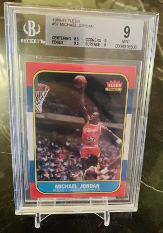 1986 - 87 Fleer 57 Michael Jordan Rookie Bgs 9 Holy Grail Subs Wow