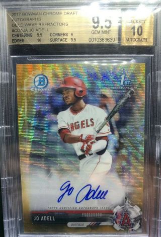 2017 Bowman Chrome Draft Jo Adell Gold Auto Wave Refractor /50 Bgs 9.  5