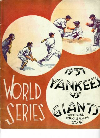 1937 World Series Program York Yankees Vs Giants Gomez Hubbard Scored
