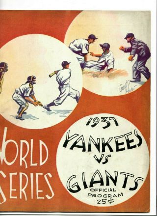 1937 World Series Program York Yankees VS Giants Gomez Hubbard Scored 3