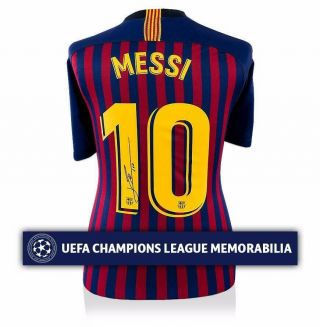 Lionel Messi Uefa Champions League Signed Barcelona 2018 - 19 Home Shirt (icons)