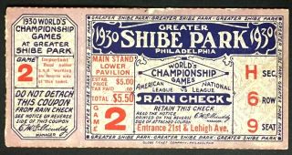 1930 Shibe Park World Series Ticket Game 2 Philadelphia A 