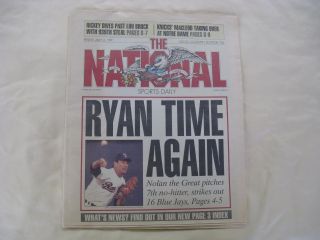 1991 The National Sports Daily Newspaper Nolan Ryan Time Again