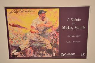 A Salute to Mickey Mantle Signed LeRoy Neiman Framed Poster,  Yankees SGA 3