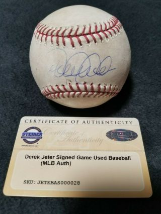 2014 Derek Jeter Signed Autographed Yankees Game Baseball Mlb Steiner Wow