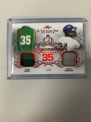 2019 Leaf In The Game Sports Kevin Durant Rickey Henderson Dual Patch /3