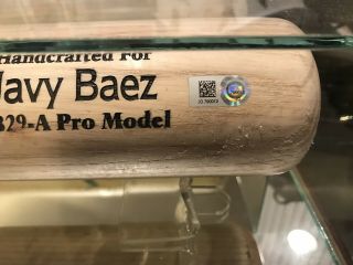 Javier Baez Game Bat Chicago Cubs MLB Authenticated Shows Great Use 2