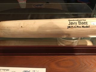 Javier Baez Game Bat Chicago Cubs MLB Authenticated Shows Great Use 3