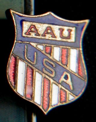 Old Usa Enameled Pin Aau Amateur Athletic Union Organization