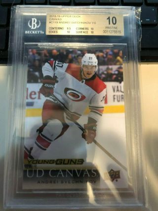 2017 - 18 Ud Canvas Young Guns Rookie Card Andrei Svechnikov Bgs 10 Rc 1