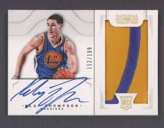 2012 - 13 National Treasures Klay Thompson Rpa Rc Rookie Logo Patch Auto 152/199