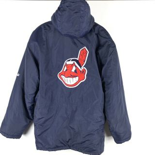 Puma Cleveland Indians Chief Wahoo Winter Coat Size M Detachable Hood Red Blue 2