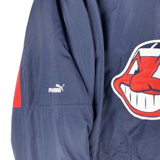 Puma Cleveland Indians Chief Wahoo Winter Coat Size M Detachable Hood Red Blue 4