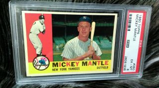 1960 Topps 350 Mickey Mantle Psa 6 Ex - Mt - Ny Yankees Awesome Centering Look