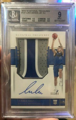 2018 - 19 Panini National Treasures Luka Doncic Rpa Rookie Patch /99 Roty Bgs 9/10