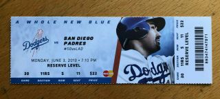 San Diego Padres Vs Los Angeles Dodgers Ticket Stub 6/3/13 - Yasiel Puig Debut