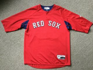Boston Red Sox Game Worn/used Team Issued 3/4 Sleeve Red Bp Jersey 36 Nunez