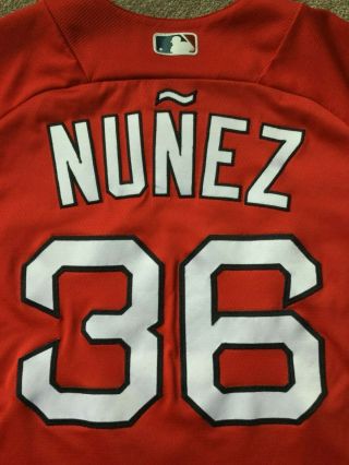 Boston Red Sox Game worn/used team issued 3/4 sleeve Red BP jersey 36 NUNEZ 5