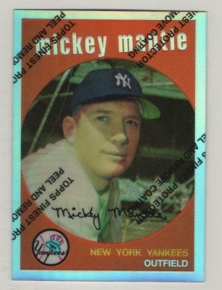 1996 Topps Mickey Mantle Finest Chrome Refractor 09 Yankees Bv$25 Reprint 9