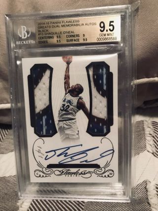 2014 - 15 Flawless Shaquille O’ Neal Dual Jersey Patch Auto 1/1 Bgs 9.  5/10 Gem Wow