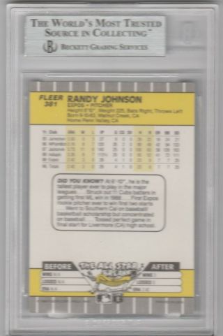 RANDY JOHNSON Graded BGS 9 ROOKIE CARD Baseball 1989 Fleer MLB $$ RC 2