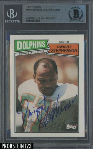 1987 Topps Football 242 Dwight Stephenson Signed Auto Dolphins Bgs Bas