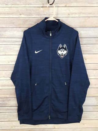 Nike Elite Dri Fit Uconn Huskies Full Zip Jacket Basketball Navy Blue Hockey L