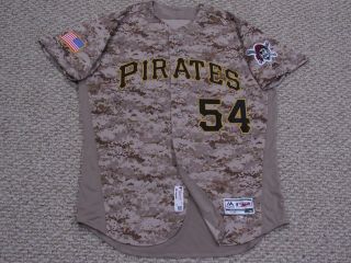 SEARAGE size 48 54 2017 Pittsburgh Pirates GAME jersey CAMO MLB holo 2