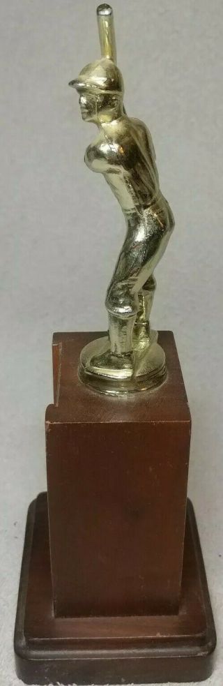 Vintage Baseball Trophy 1963 ' 63 Wood & Metal 9 