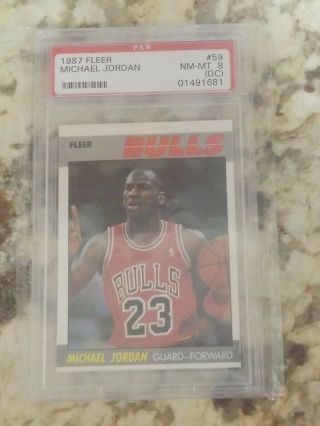 1987 Fleer Michael Jordan Basketball Card 59 (psa8)