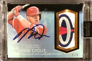 Mike Trout Game Halo Patch On Card Auto 2018 Topps Dynasty /5 Angles 