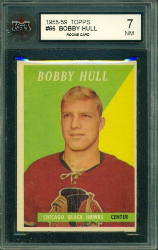 1958 59 Topps 66 Bobby Hull Rookie Card Ksa 7 Nm