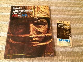 1967 Bowl 1 Aka Afl Vs.  Nfl Championship Game Program Good Cond,  1 Ticket
