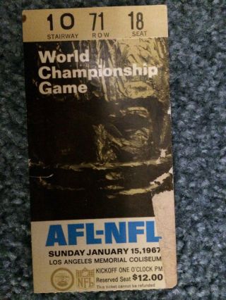 1967 BOWL 1 aka AFL vs.  NFL Championship game program GOOD COND,  1 ticket 2