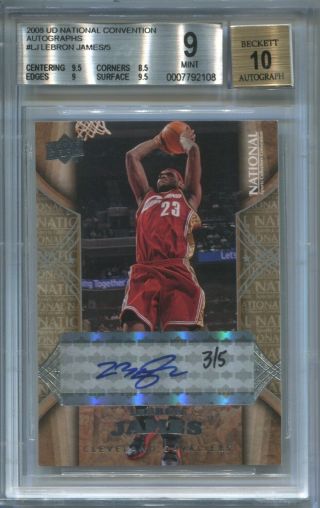 2008 Lebron James Upper Deck Ud National Convention Auto 3/5 Cavaliers Bgs 9/10
