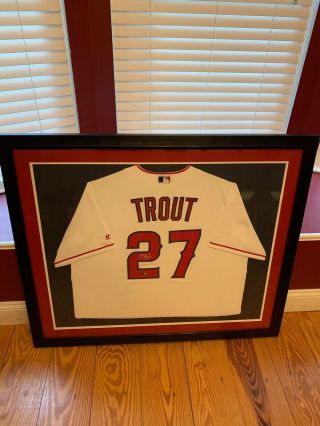 Mike Trout Autographed/signed Framed White Angels Mlb Jersey & Mlb