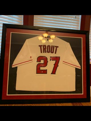 Mike Trout Autographed/Signed Framed White Angels MLB Jersey & MLB 2