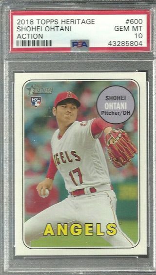 2018 Topps Heritage High Number Shohei Ohtani Rc 600 Action Variation Psa 10
