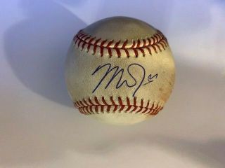 Mike Trout Autographed Baseball On A Game Albert Pujols Mlb Baseball
