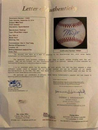 Mike Trout Autographed Baseball on a Game Albert Pujols MLB Baseball 6