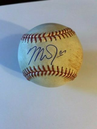 Mike Trout Autographed Baseball on a Game Albert Pujols MLB Baseball 8