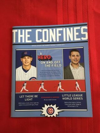 2019 Mlb Chicago Cubs The Confines Gameday Program / Baez / Bryant / Rizzo