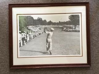 Ben Hogan 1 Iron Shot At The Famed 1950 Us Open At Merion Gc 30”x24” Wood Frame