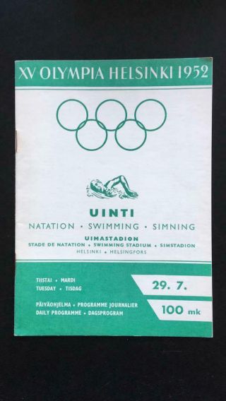 Olympic Games Program Helsinki 1952,  Swimming,  July 29