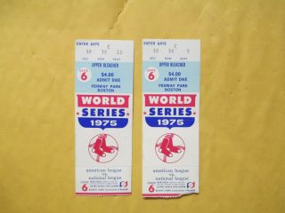 2 - 1975 World Series Game 6 Ticket Stubs Boston Red Sox Vs Cincinnati W/envelope