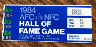 1984 Nfl Hall - Of - Fame Game Seattle/tampa Bay Ticket Stub