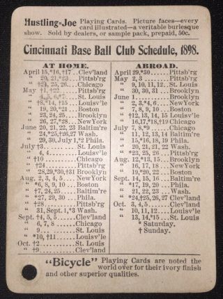Rare 1898 Cincinnati Reds Nl Baseball Team Pocket Schedule - Beckley & Mcphee